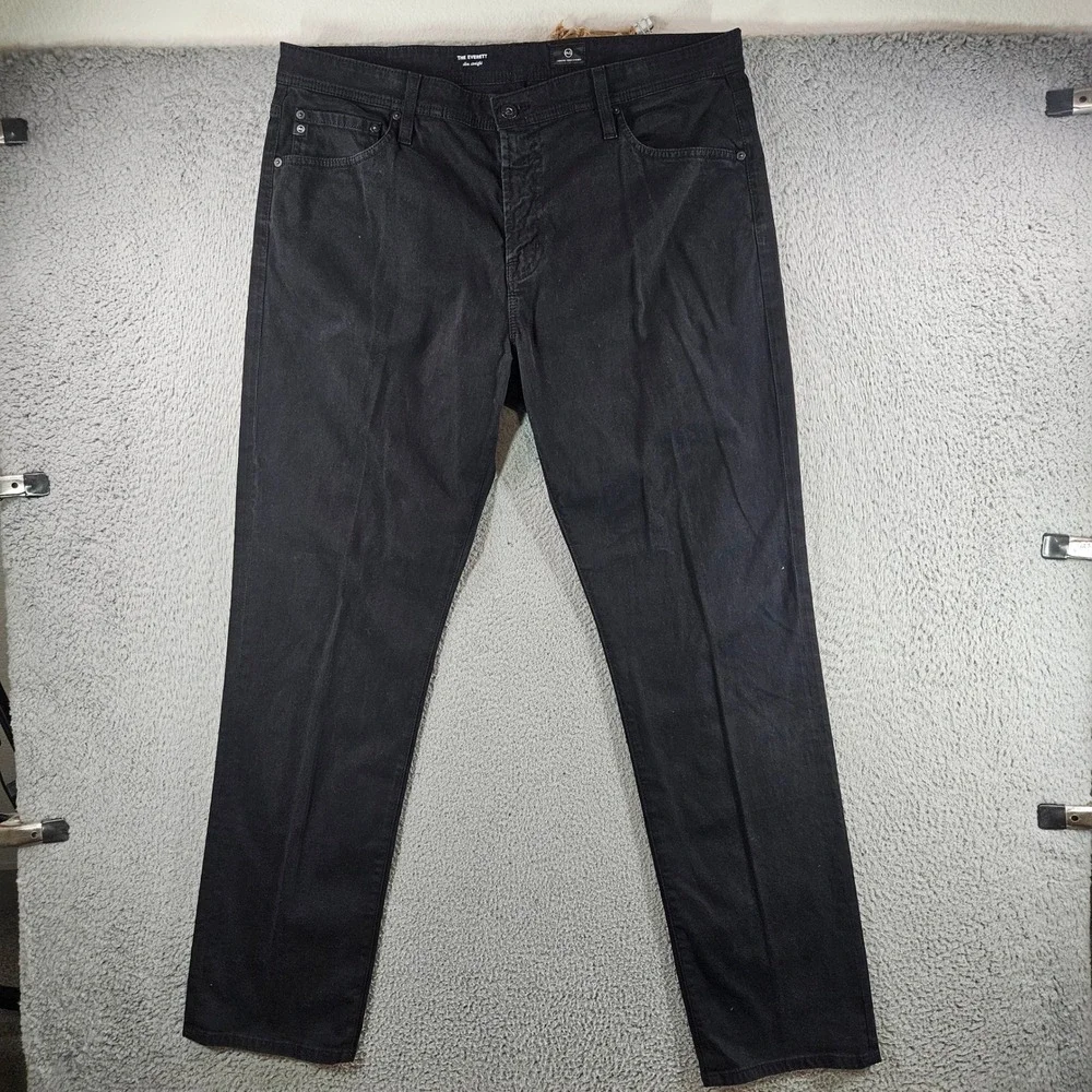 AG Adriano Goldschmied The Everett Slim‎ Straight Black Pants 38x32